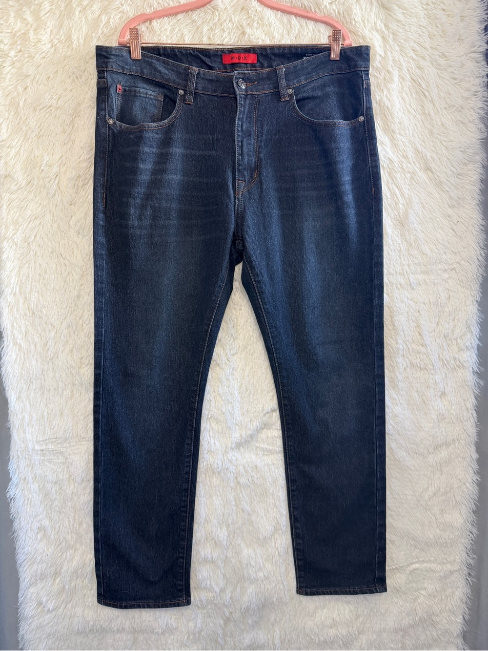 MBX Mens Slim Fit Denim Size 38x32 Dark Blue Wash Jeans Classic Casual Normcore